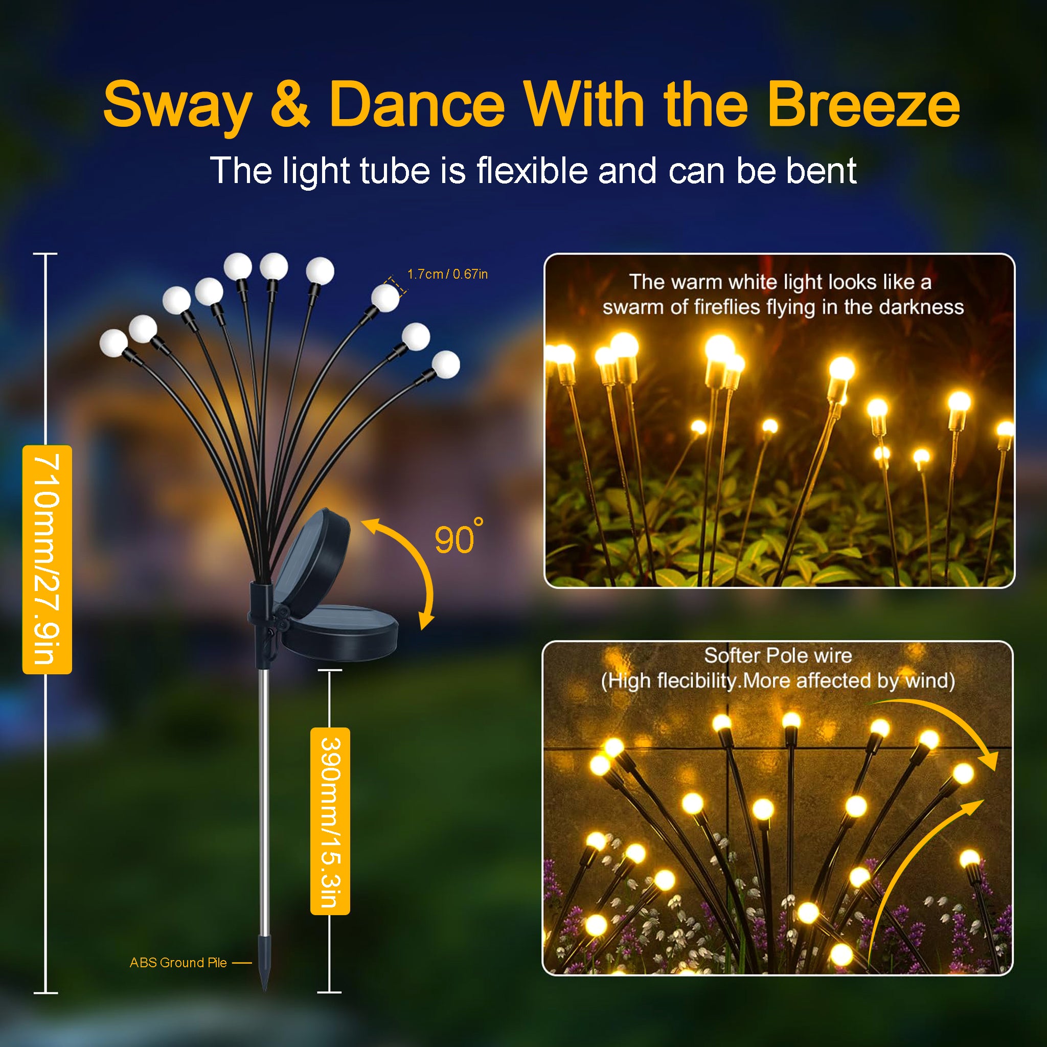Swifttrip Luma Solar Garden Lights Outdoor(4 Pack, 40 LEDs)